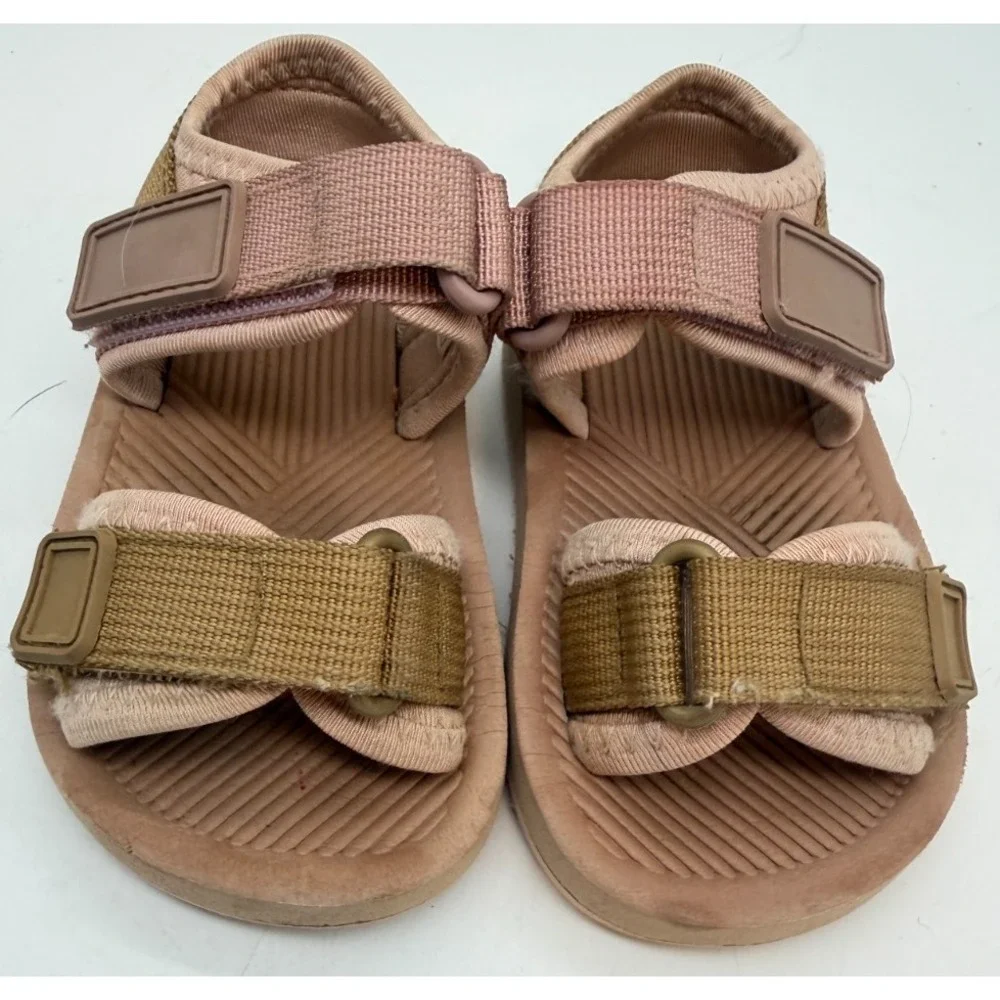 Unbranded Pink Tan Webbing Strap Sporty Sandals | Toddler Girl's Size US 5.5 - Picture 2 of 8